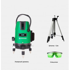 Комплект Лазерный уровень INSTRUMAX Constructor 4D GREEN+штатив  телескоп.с резьбой 1/4(5/8) TR-120